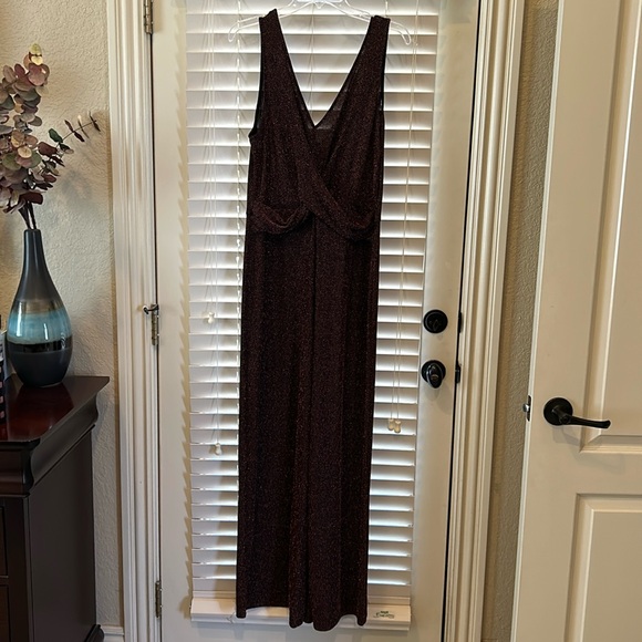 CANDIE'S Twist V-Neck Sparkle Gold Jumpsuit - Picture 4 of 8